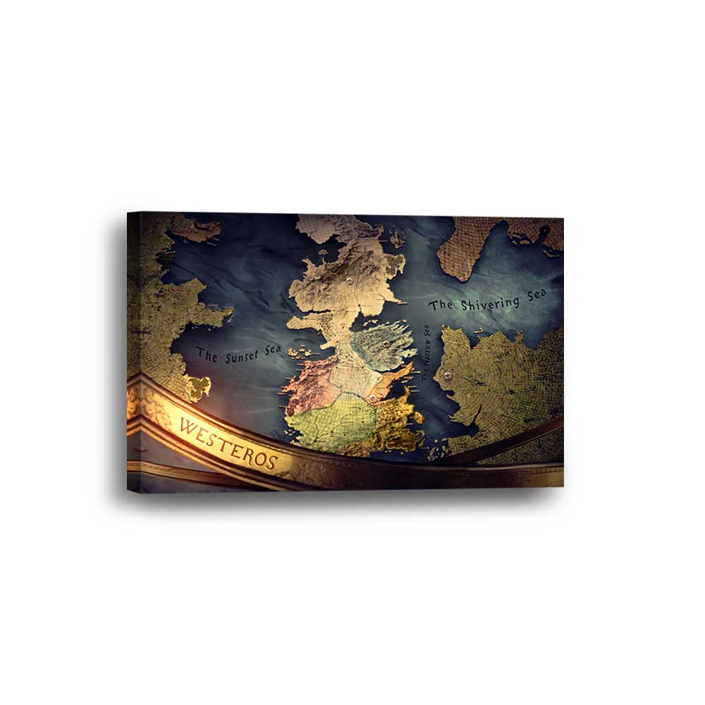 Seven Kingdoms: Golden Atlas Series Framed Canvas Home Decor