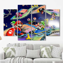 Mario Brothers Mario Kart Framed Canvas Home Decor Wall Art Multiple Choices 1 3 4 5 Panels