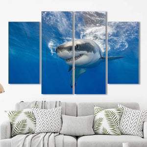 Great White Shark Framed Canvas Home Decor Wall Art Multiple Choices 1 3 4 5 Panels