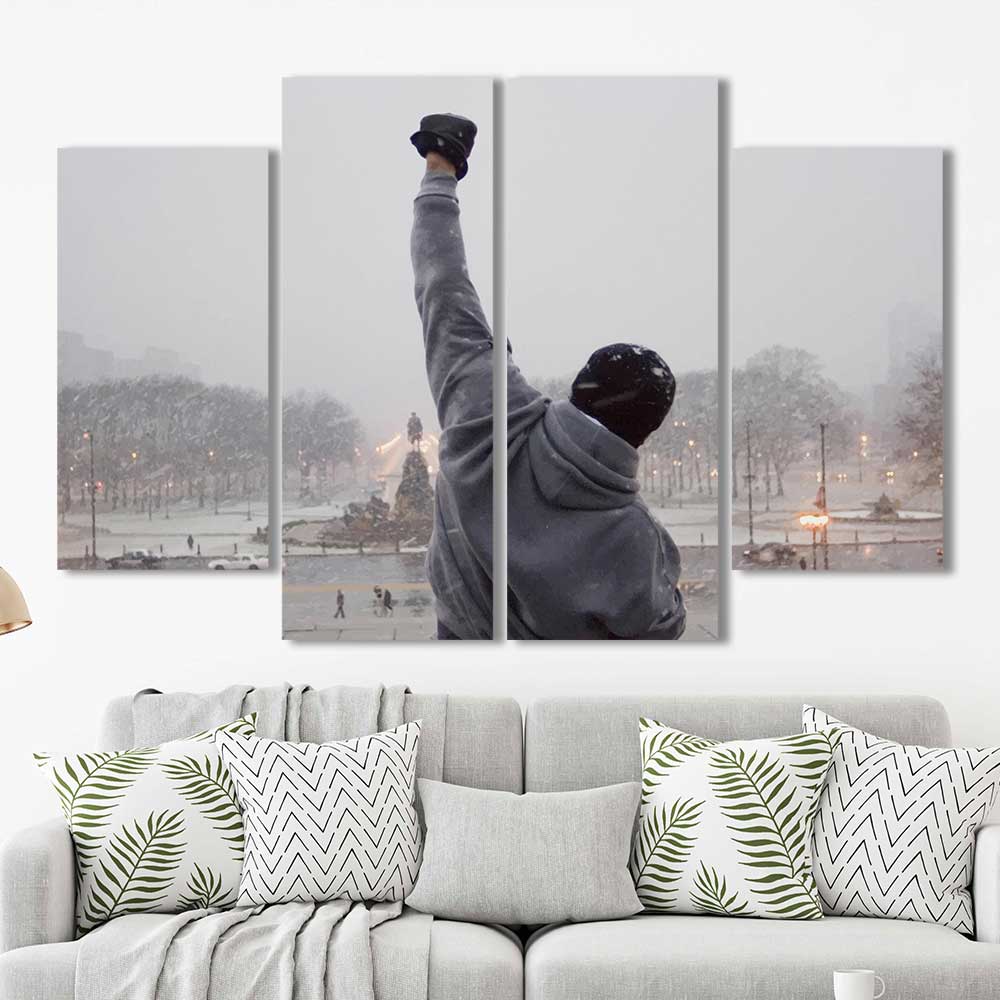Tableau Rocky Balboa Sur Toile - Déco Murale Motivation Sport - Style Pop Art