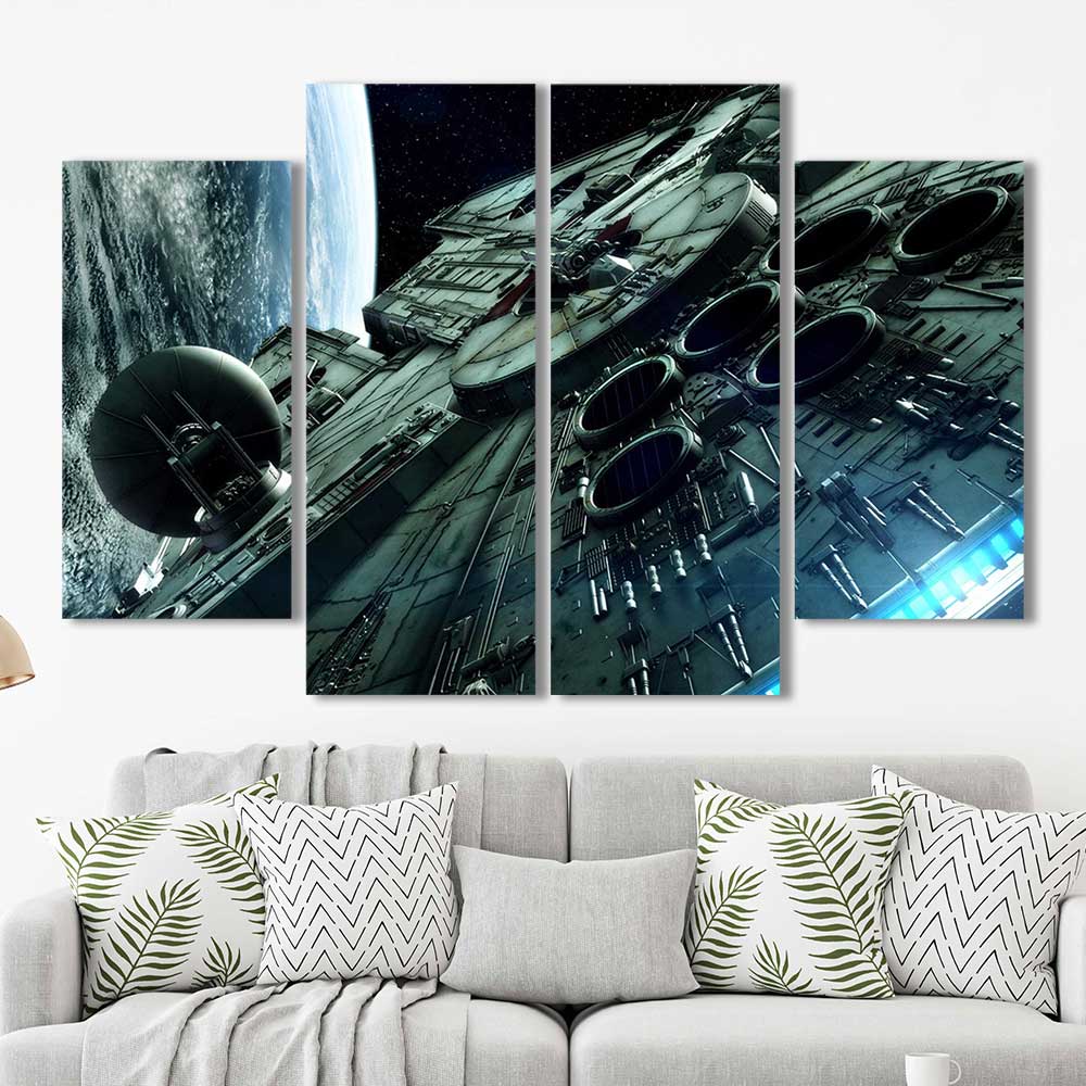 Millenium Falcon canvas, Space Movie print, Spacecraft wall 2024 decor, Digital art, Movie wall art, Fun Art, Ski-Fi print, Home Office decor