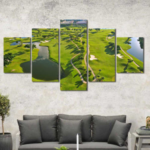 Golf Course Greens Aerial View Framed Canvas Home Decor Wall Art Multiple Choices 1 3 4 5 Panels