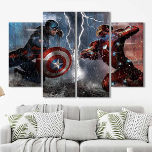 Iron Man VS. Captain America Marvel Framed Canvas Home Decor Wall Art Multiple Choices 1 3 4 5 Panels