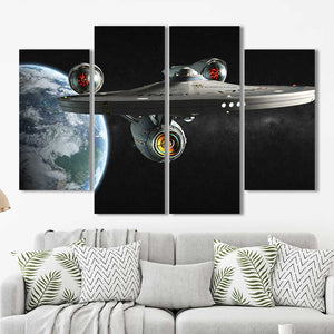 Star Trek Enterprise Space Earth Framed Canvas Home Decor Wall Art Multiple Choices 1 3 4 5 Panels