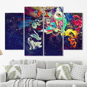 Abstract Space Astronaut Framed Canvas Home Decor Wall Art Multiple Choices 1 3 4 5 Panels