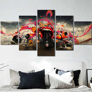 Abstract Lips Music Framed Canvas Home Decor Wall Art Multiple Choices 3 4 5 Panels