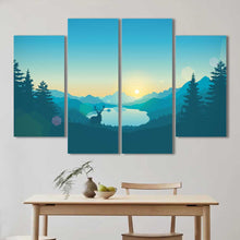 Abstract Deer Mountains Beauty Framed Canvas Home Decor Wall Art Multiple Choices