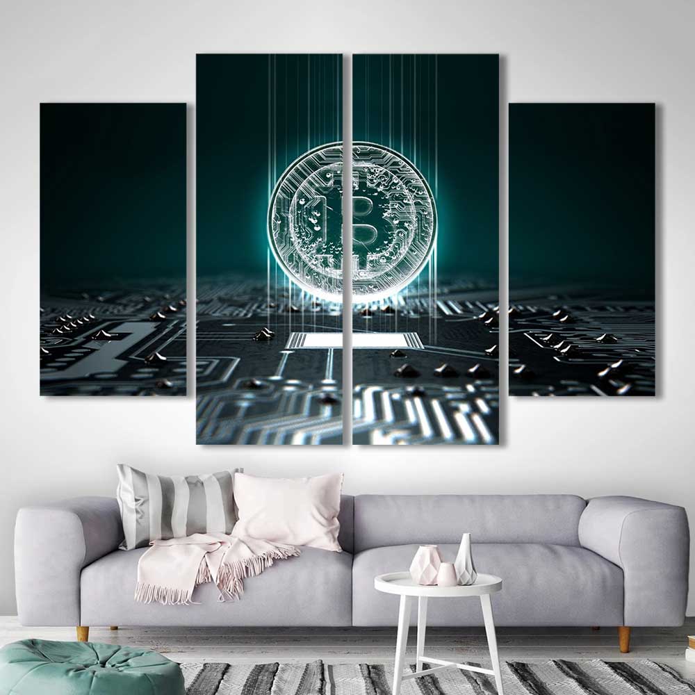Teevoke 16x24'' - Bitcoin Poster, Cryptocurrency Logo Large Bitcoin, Ethereum, Ripple, Litecoin Graphic Decor, Doge Coin, Housewarming Gift