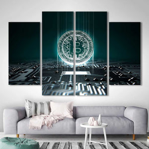 Bitcoin Cryptocurrency Rich Framed Canvas Home Decor Wall Art Multiple Choices 1 3 4 5 Panels