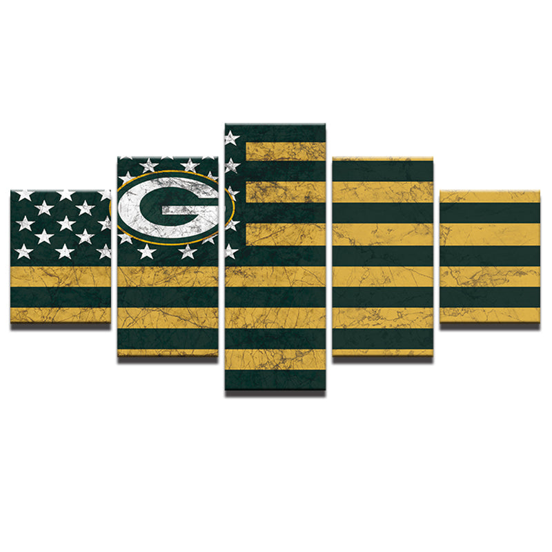 Green Bay Packers American Flag Wall Canvas - Hang One On Your Wall!