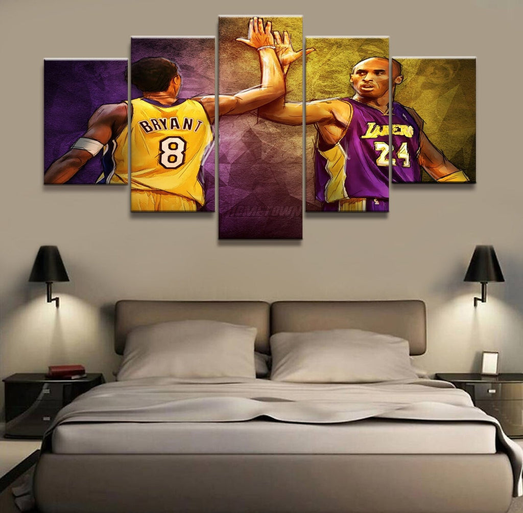 5 Piece Canvas Wall Art Sports Los Angeles Lakers Paintings Home Decor  Basketball Prints on Canvas Kobe Bryant Modern Artwork Picture for Living  Room