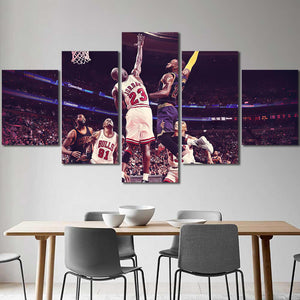 Lebron vs. Jordan Framed Canvas Home Decor Wall Art Multiple Choices 1 3 4 5 Panels (Copy) (Copy)
