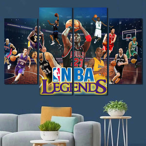 NBA Legends Jordan Kobe Framed Canvas Home Decor Wall Art Multiple Choices 1 3 4 5 Panels