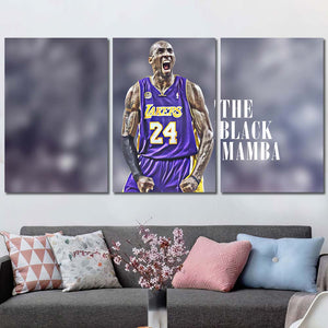 Kobe Bryant Black Mamba Framed Canvas Home Decor Wall Art Multiple Choices 1 3 4 5 Panels