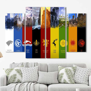 Game of Thrones Banners Multiple Size Choices 1 3 4 5 Canvas Home Decor Art Framed Wall Decor