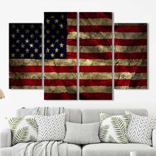 Rustic American Flag Framed Canvas Home Decor Wall Art Multiple Choices 1 3 4 5 Panels