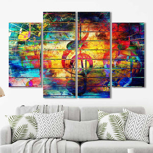 Musical Notes Abstract Color Framed Canvas Home Decor Wall Art Multiple Choices 1 3 4 5 Panels