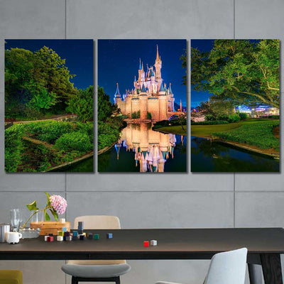 Disney World Castle Framed Canvas Home Decor Wall Art Multiple Choices 1 3 4 5 Panels