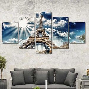 Paris Eiffel Tower Framed Canvas Home Decor Wall Art Multiple Choices 1 3 4 5 Panels