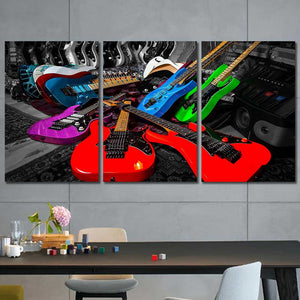 Electric Guitars Color Framed Canvas Home Decor Wall Art Multiple Choices 1 3 4 5 Panels