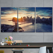 New York City Sunset Bridge Framed Canvas Home Decor Wall Art Multiple Choices 1 3 4 5 Panels