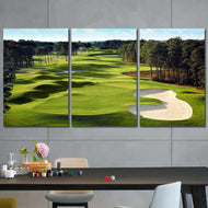 Golf Course Green Trees Sandbar Framed Canvas Home Decor Wall Art Multiple Choices 1 3 4 5 Panels