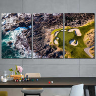 Golf Course on the Ocean Framed Canvas Home Decor Wall Art Multiple Choices 1 3 4 5 Panels