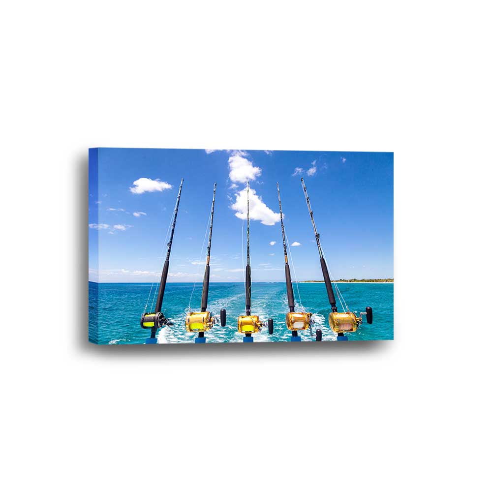 Deep Sea Fishing Ocean Rods Framed Canvas Home Decor Wall Art Multiple –  The Force Gallery