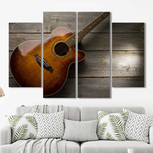 Acoustic Guitar on Barnwood Sytle Framed Canvas Home Decor Wall Art Multiple Choices 1 3 4 5 Panels