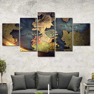 Seven Kingdoms: Golden Atlas Series - Framed Canvas Home Decor Wall Art Multiple Choices 1 3 4 5 Panels