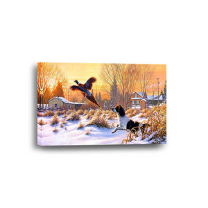 Dog Pheasant Hunting Family Framed Canvas Home Decor Wall Art Multiple Choices 1 3 4 5 Panels
