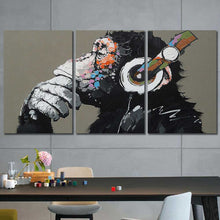 Monkey Headphones Abstract Framed Canvas Home Decor Wall Art Multiple Choices 1 3 4 5 Panels