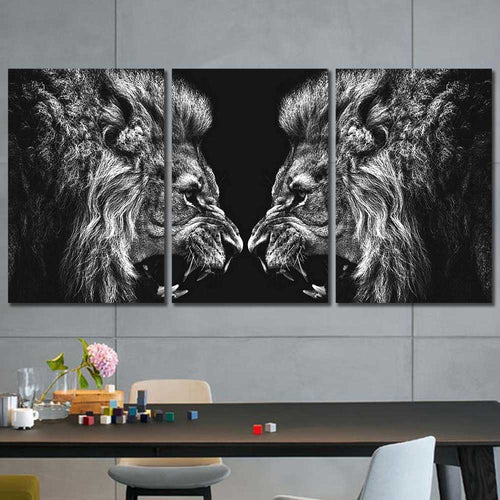 Lions Roar Black and White Framed Canvas Home Decor Wall Art Multiple Choices 1 3 4 5 Panels