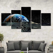 Earth View from Moon Outer Space Framed Canvas Home Decor Wall Art Multiple Choices 1 3 4 5 Panels