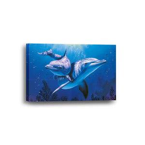 Dolphins Ocean Framed Canvas Home Decor Wall Art Multiple Choices 1 3 4 5 Panels