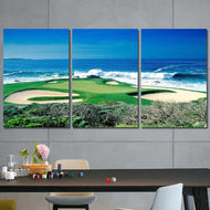 Golf Course on the Ocean Framed Canvas Home Decor Wall Art Multiple Choices 1 3 4 5 Panels