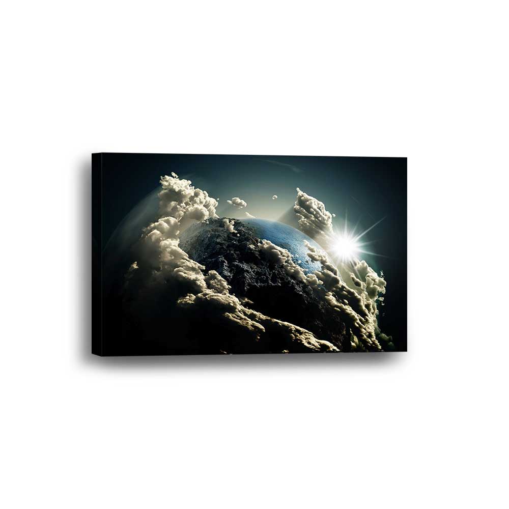 Planet Earth Outer Space Clouds Framed Canvas Home Decor Wall Art Multiple Choices 1 3 4 5 Panels