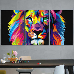 Lion Abstract Color Framed Canvas Home Decor Wall Art Multiple Choices 1 3 4 5 Panels