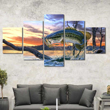 Fish Out of Water Fishing Framed Canvas Home Decor Wall Art Multiple Choices 1 3 4 5 Panels
