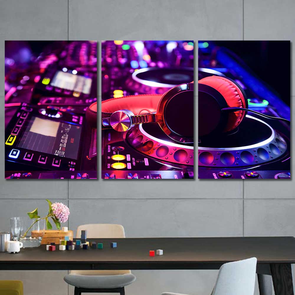 アート・デザイン・音楽 Nobrow 4 Night & Day 2344/3000 Neon Beats: DJ Console Collection - Framed Canvas Home Decor Wall Art