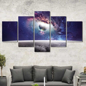 View of Earth from Moon Outer Space Framed Canvas Home Decor Wall Art Multiple Choices 1 3 4 5 Panels
