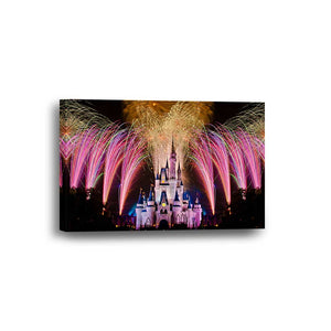 Disney Magic Kingdom Fireworks Castle Framed Canvas Home Decor Wall Art Multiple Choices 1 3 4 5 Panels