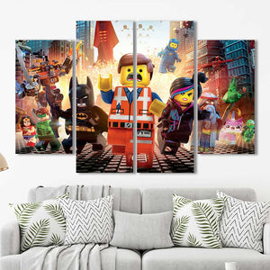Lego Movie Kids Room Framed Canvas Home Decor Wall Art Multiple Choices 1 3 4 5 Panels
