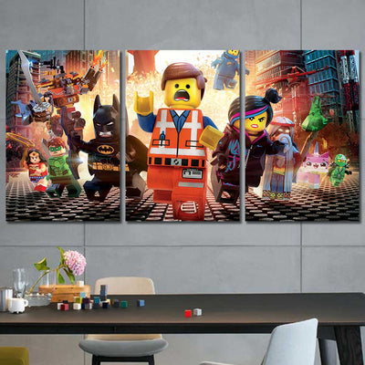 Lego Movie Kids Room Framed Canvas Home Decor Wall Art Multiple Choices 1 3 4 5 Panels