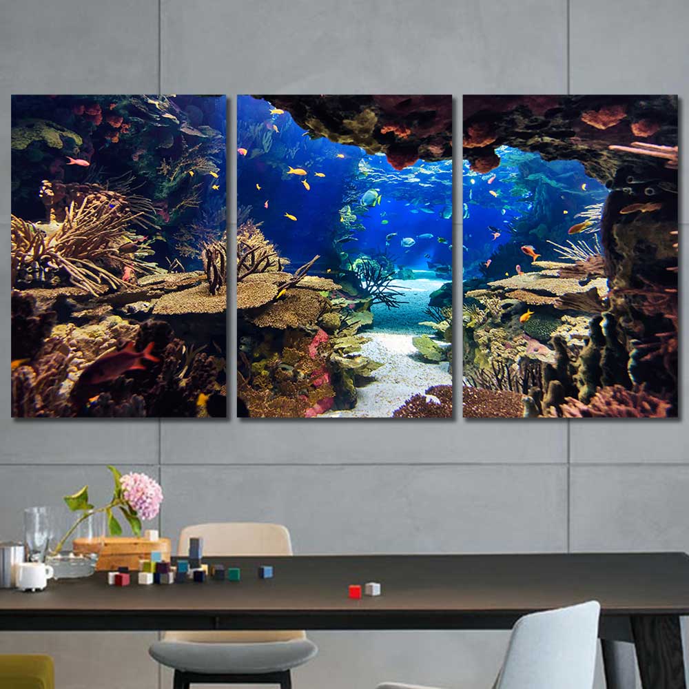 Tropical Fish Coral Reef Ocean Framed Canvas Home Decor Wall Art Multi –  The Force Gallery