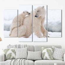 Polar Bear and Cub Framed Canvas Home Decor Wall Art Multiple Choices 1 3 4 5 Panels