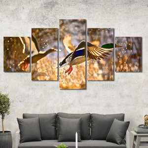 Ducks Mallard Hunting Framed Canvas Home Decor Wall Art Multiple Choices 1 3 4 5 Panels