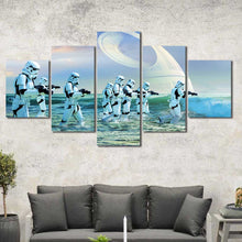 Stormtroopers Death Star Water Rogue One Star Wars Framed Canvas Home Decor Wall Art Multiple Choices 1 3 4 5 Panels