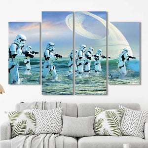 Stormtroopers Death Star Water Rogue One Star Wars Framed Canvas Home Decor Wall Art Multiple Choices 1 3 4 5 Panels