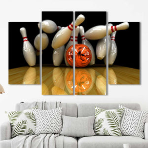 Bowling Pins Strike Framed Canvas Home Decor Wall Art Multiple Choices 1 3 4 5 Panels